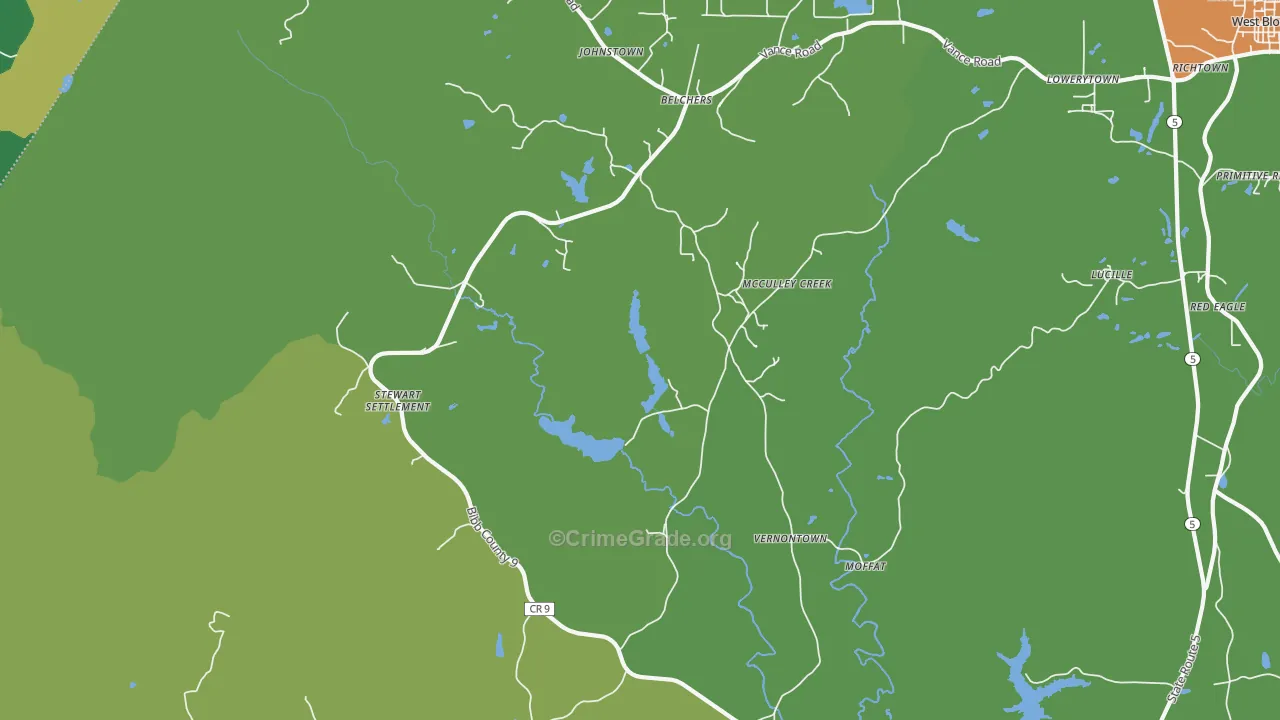 Vernontown, AL Map of Drug-Related Crime Rates