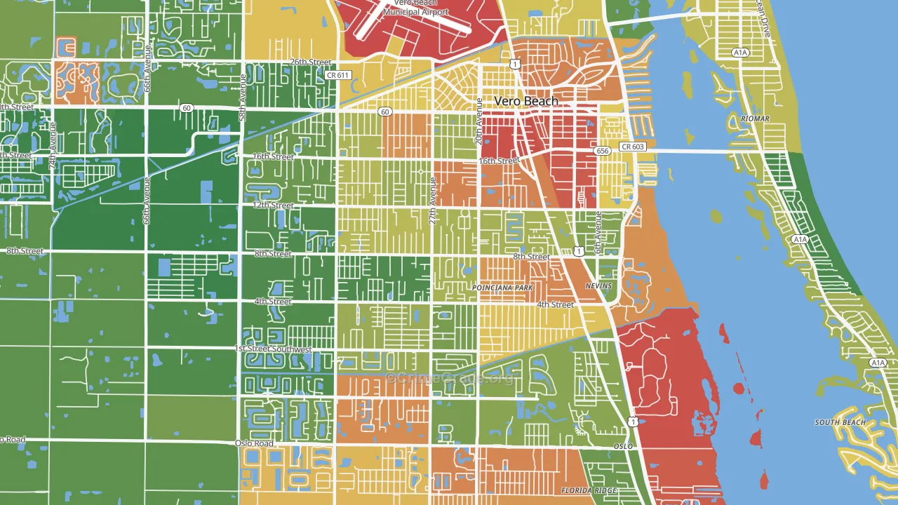 Vero Beach South, FL Map of Drug-Related Crime Rates