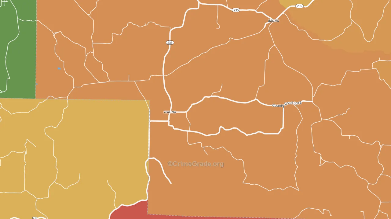 Verona, AR Map of Drug-Related Crime Rates