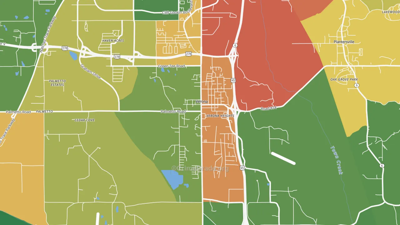 Verona, MS Map of Drug-Related Crime Rates