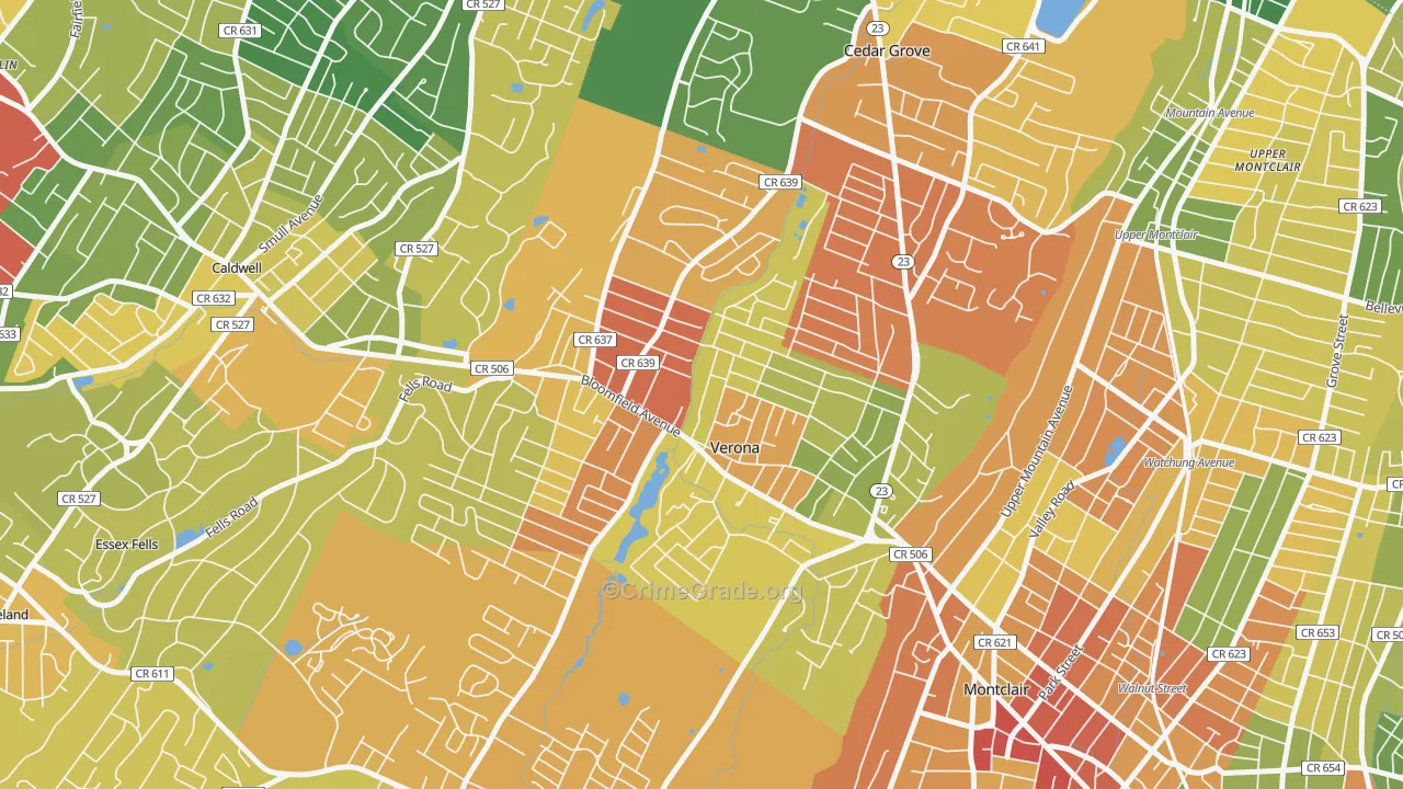 Verona, NJ Map of Drug-Related Crime Rates