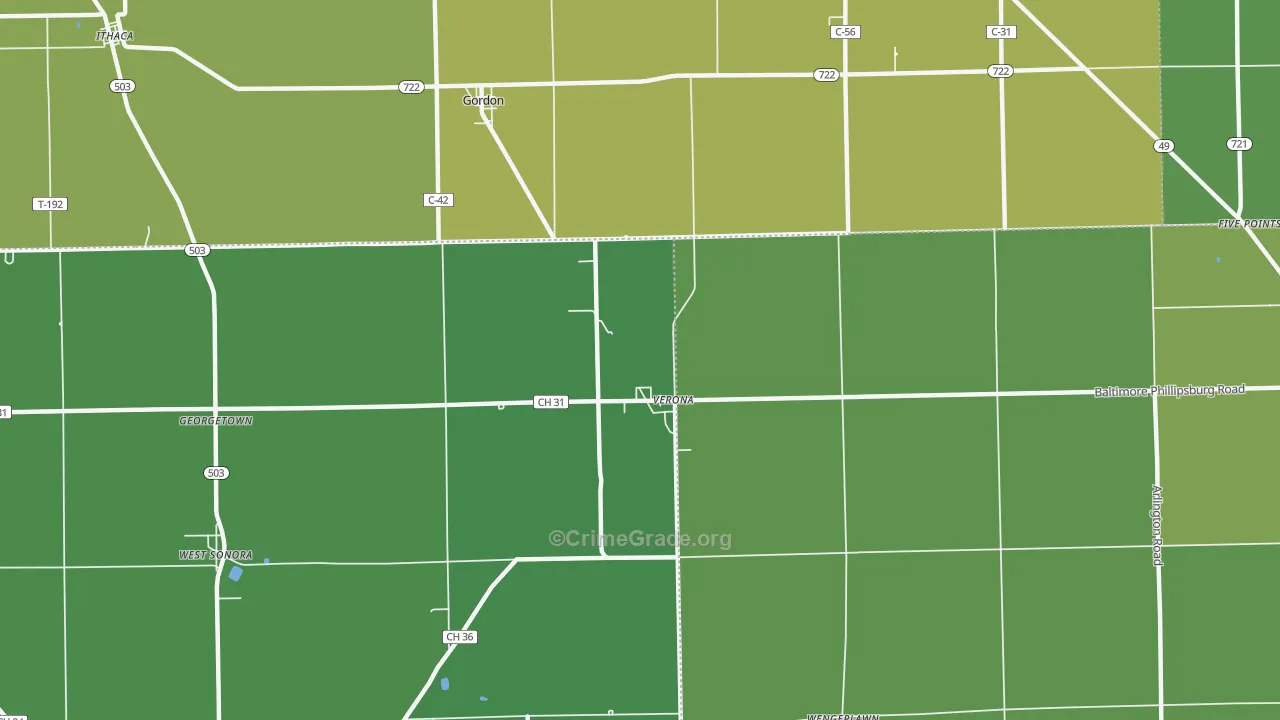 Verona, OH Map of Drug-Related Crime Rates