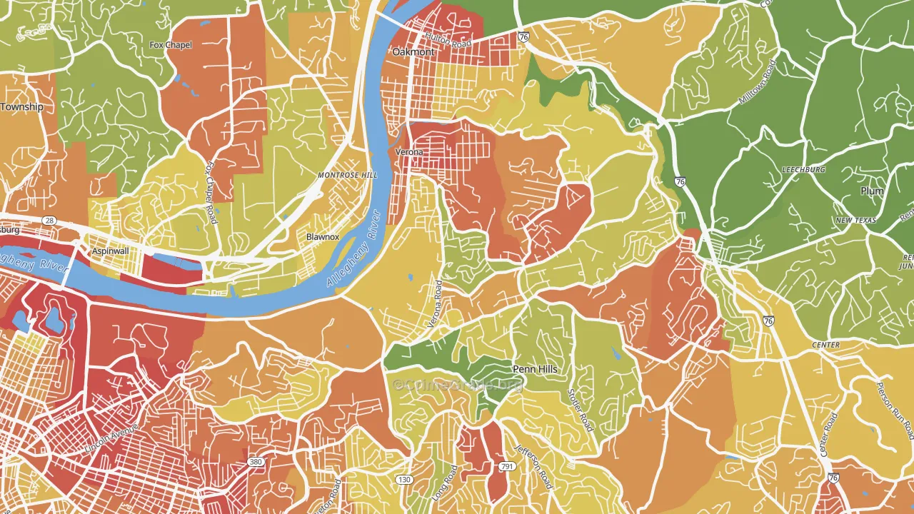 Verona, PA Map of Drug-Related Crime Rates