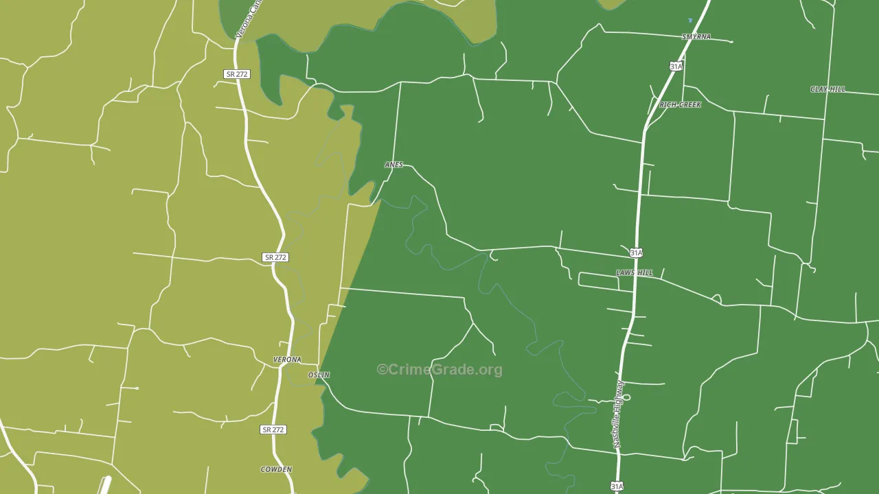 Verona, TN Map of Drug-Related Crime Rates