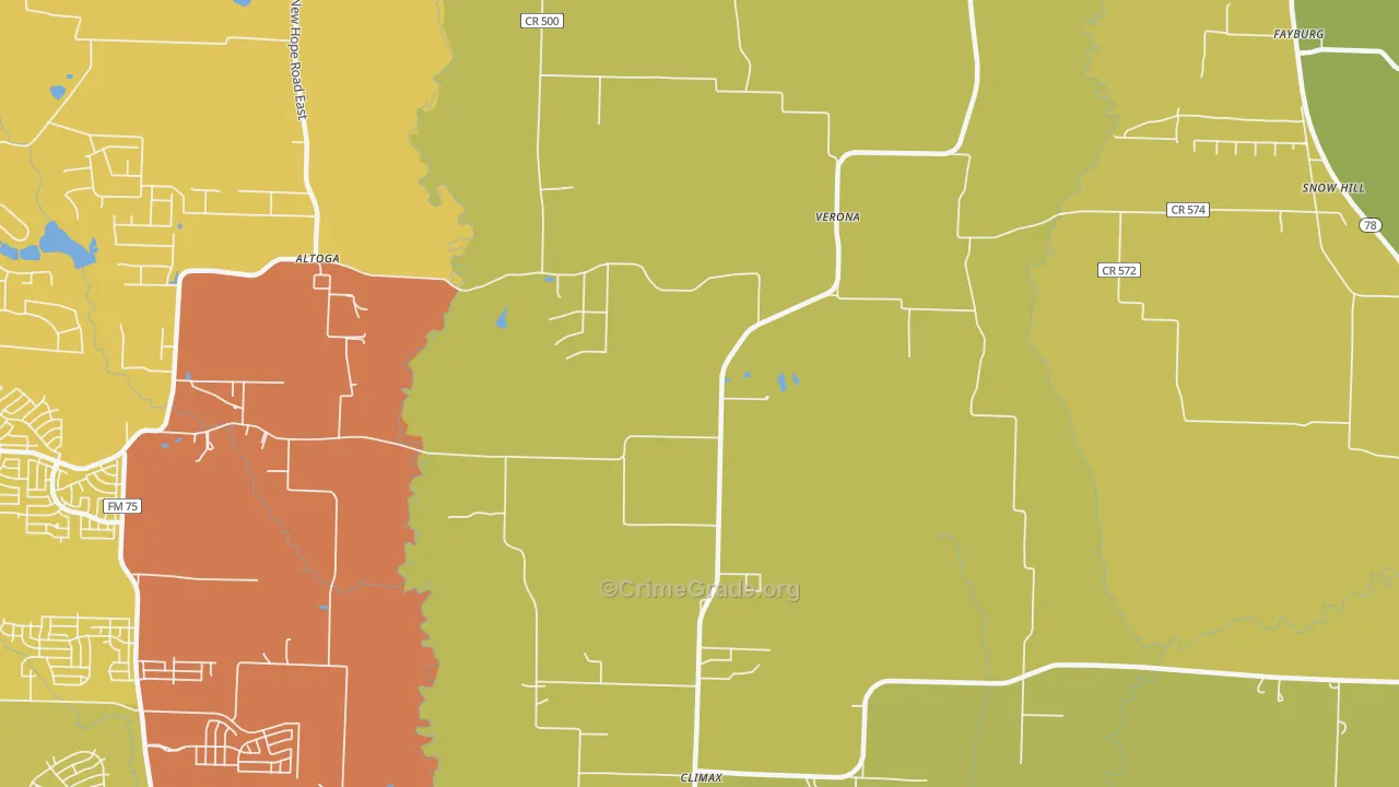 Verona, TX Map of Drug-Related Crime Rates