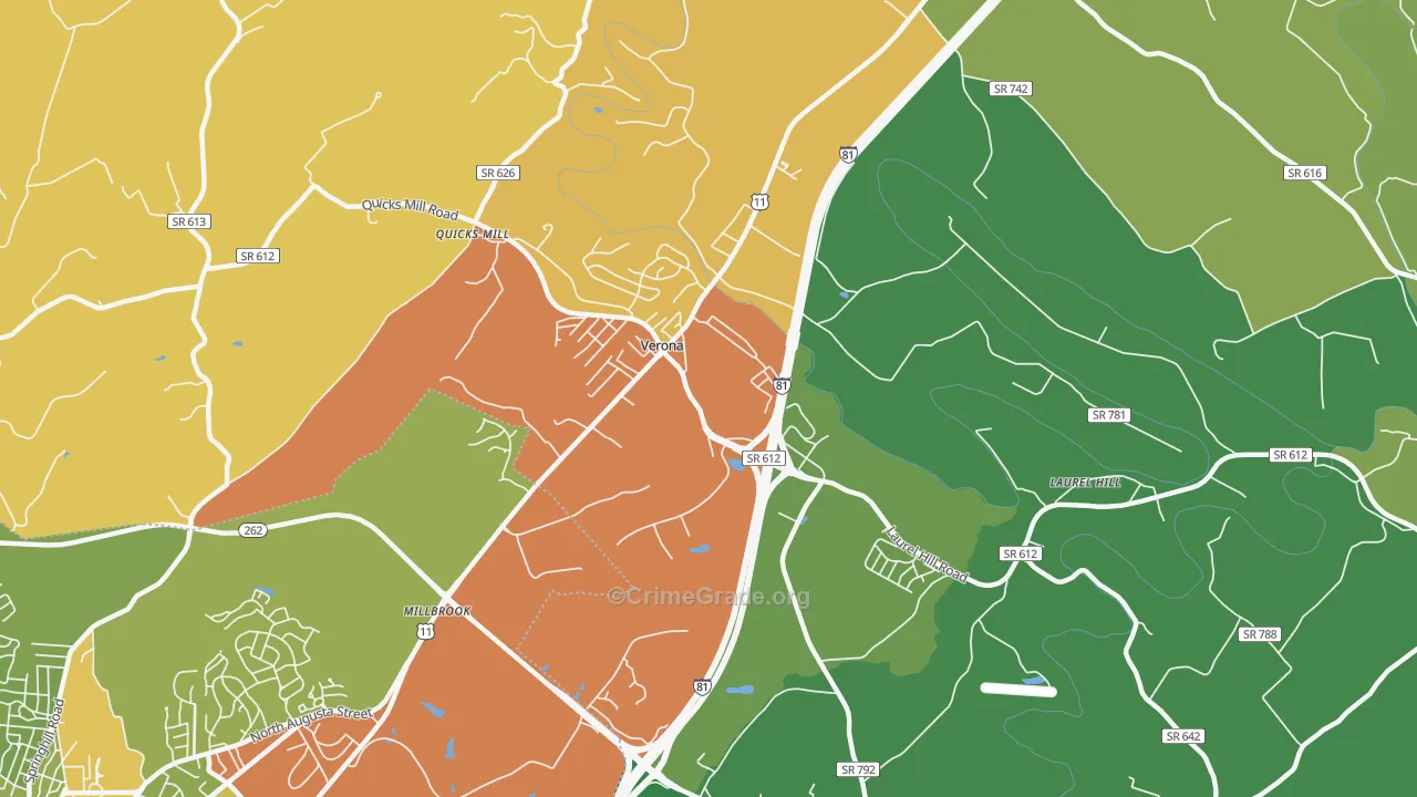 Verona, VA Map of Drug-Related Crime Rates