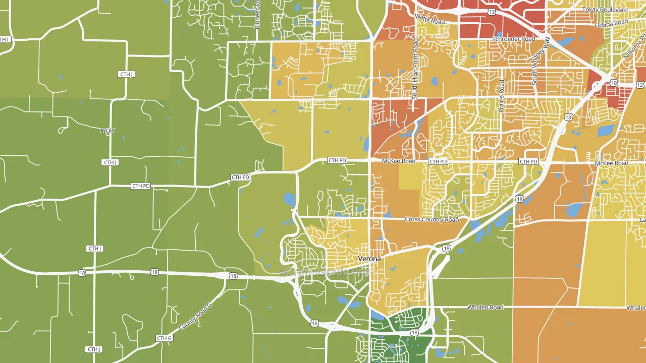 Verona, WI Map of Drug-Related Crime Rates
