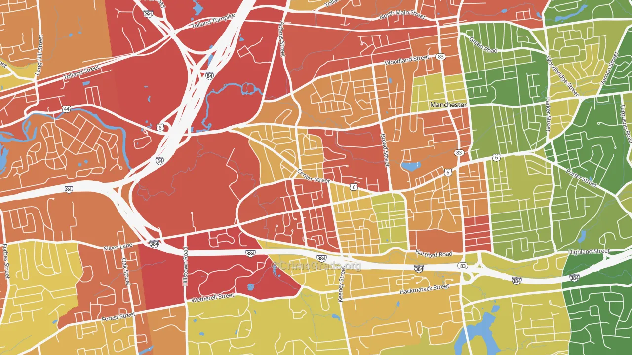 Verplanck, Manchester, CT Map of Drug-Related Crime Rates