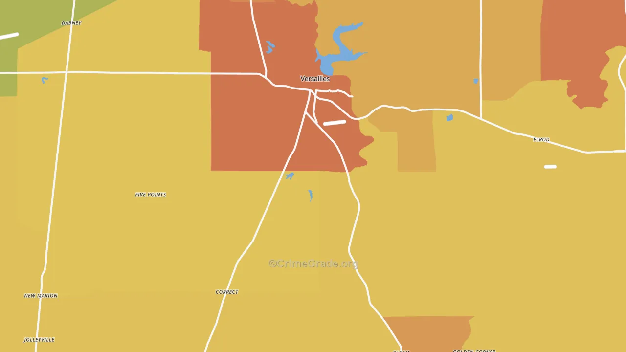 Versailles, IN Map of Drug-Related Crime Rates