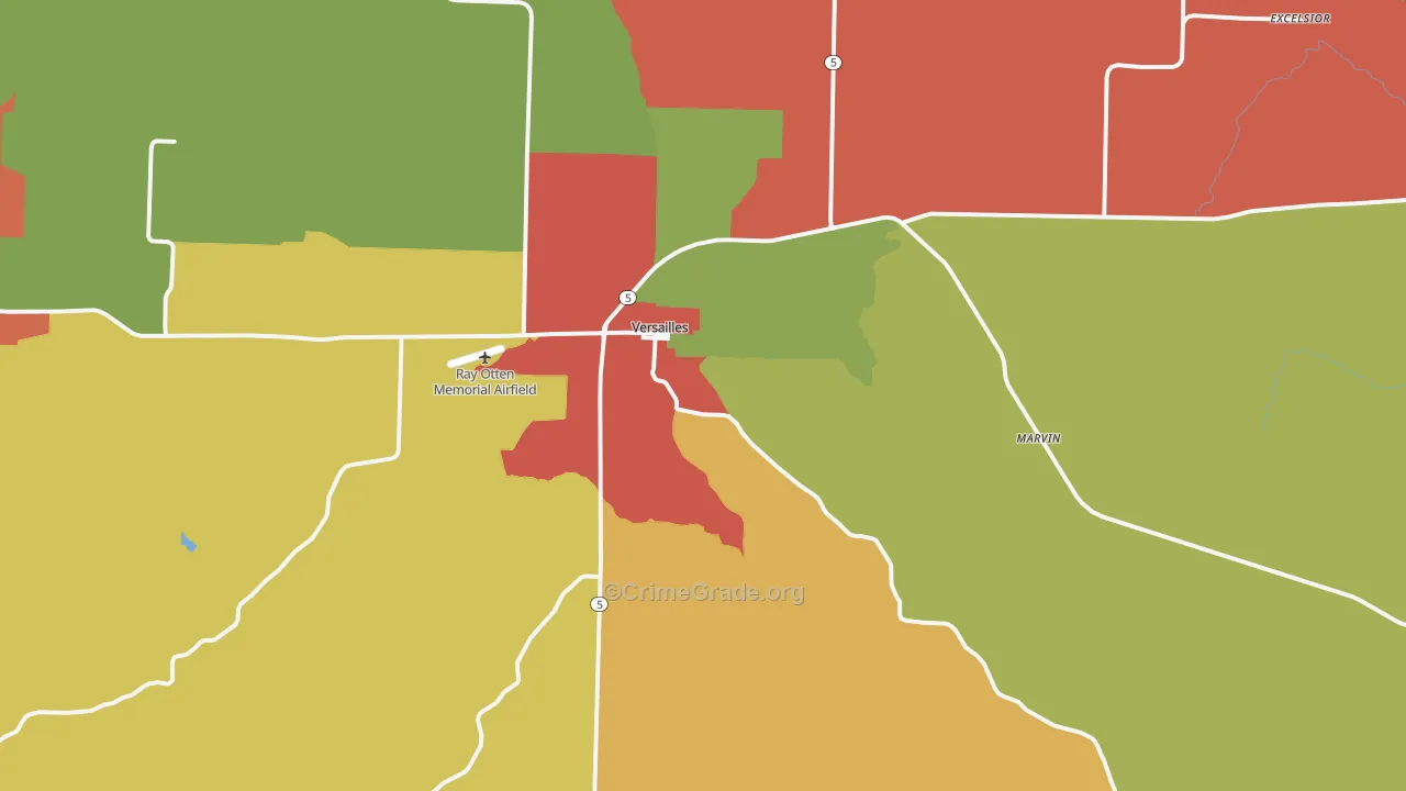 Versailles, MO Map of Drug-Related Crime Rates