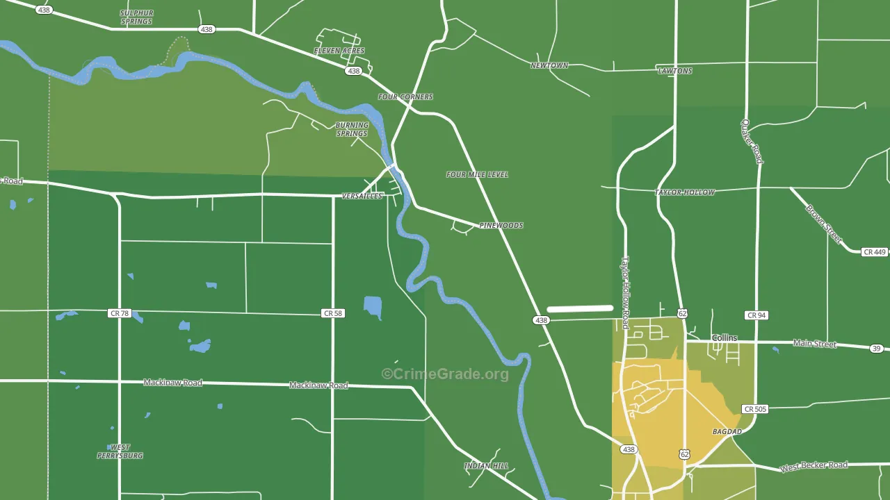Versailles, NY Map of Drug-Related Crime Rates