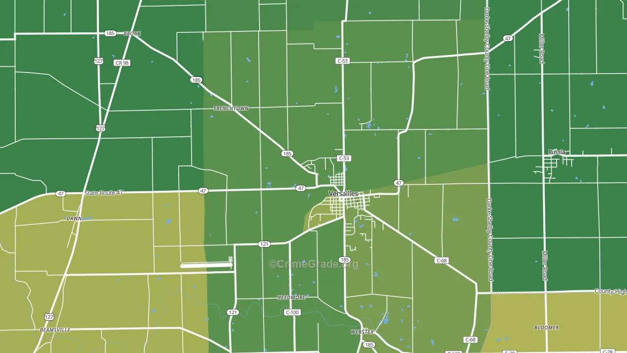 Versailles, OH Map of Drug-Related Crime Rates