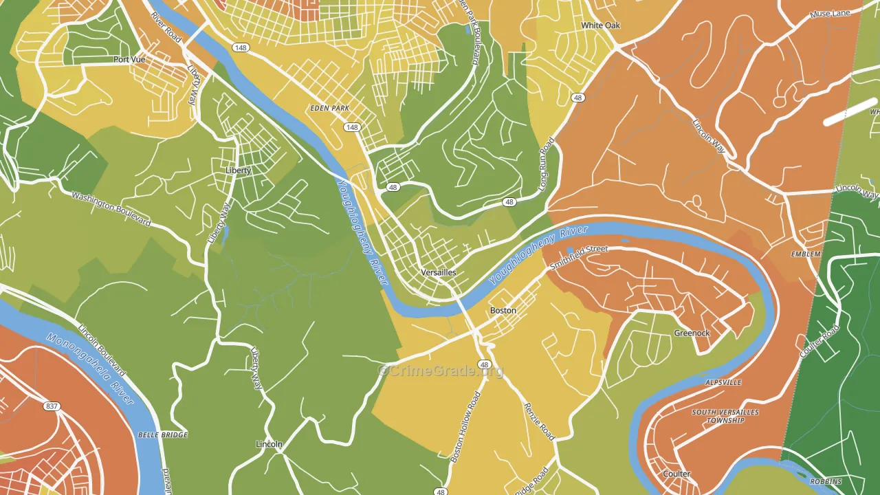 Versailles, PA Map of Drug-Related Crime Rates