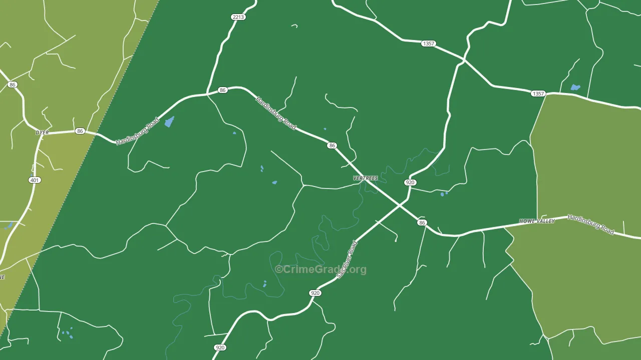 Vertrees, KY Map of Drug-Related Crime Rates