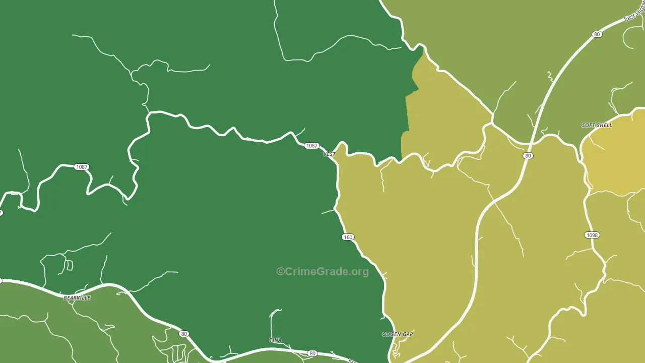 Vest, KY Map of Drug-Related Crime Rates