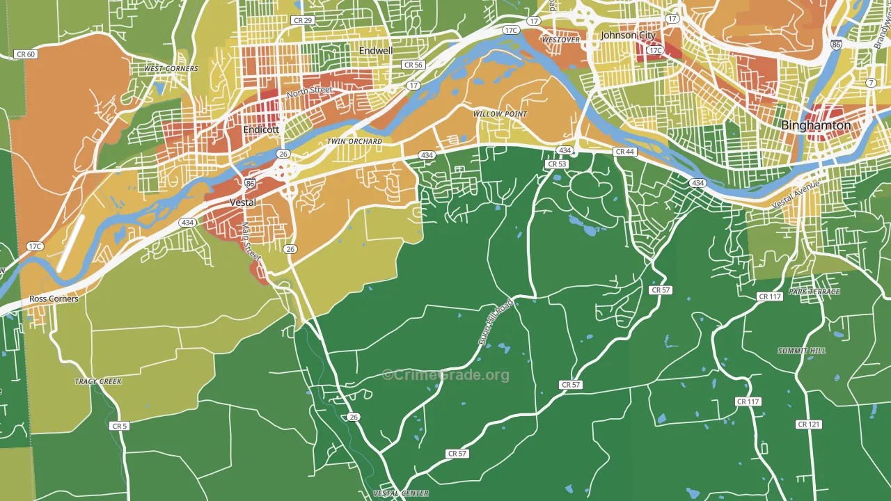 Vestal, NY Map of Drug-Related Crime Rates