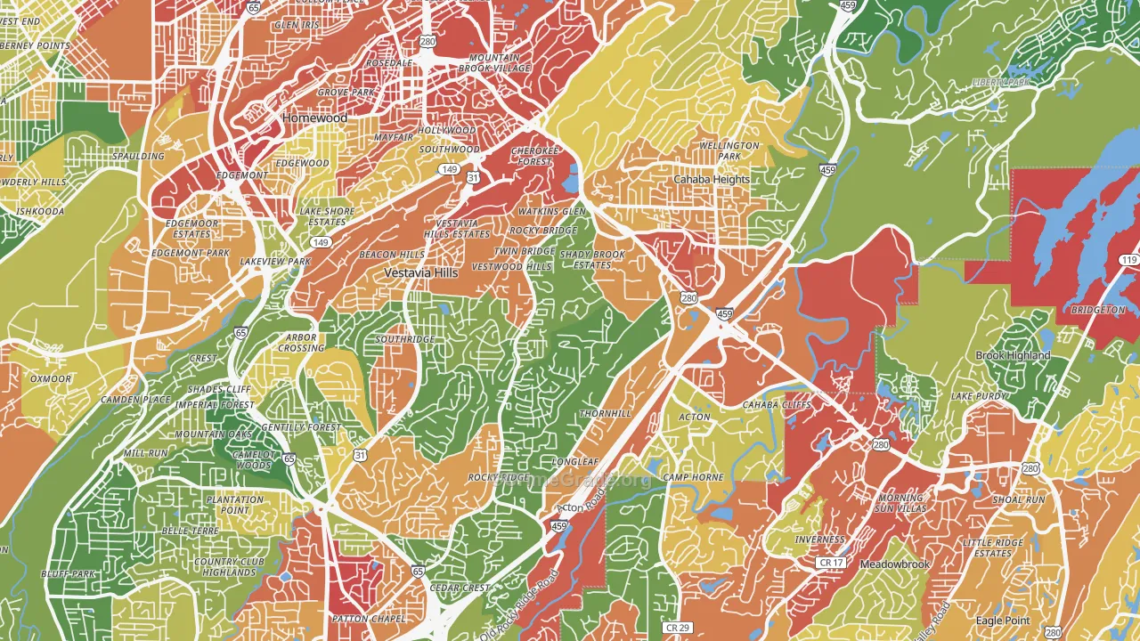 Vestavia Hills, AL Map of Drug-Related Crime Rates