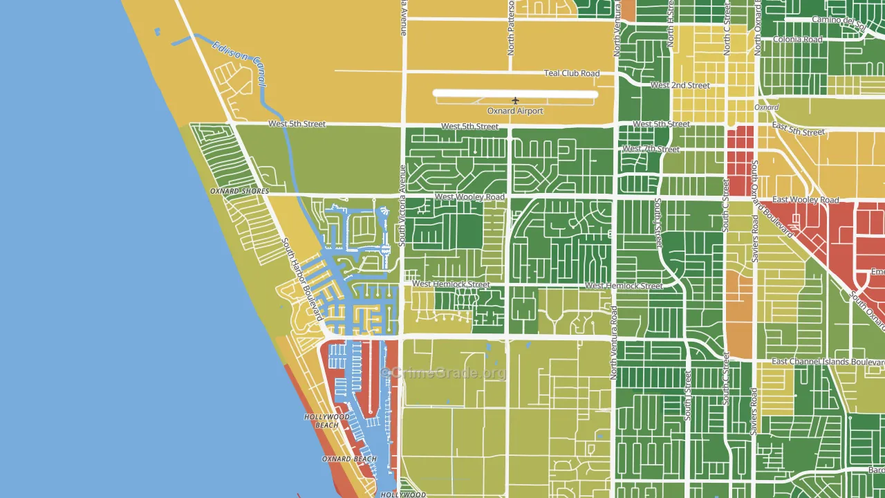 Via Marina, Oxnard, CA Map of Drug-Related Crime Rates
