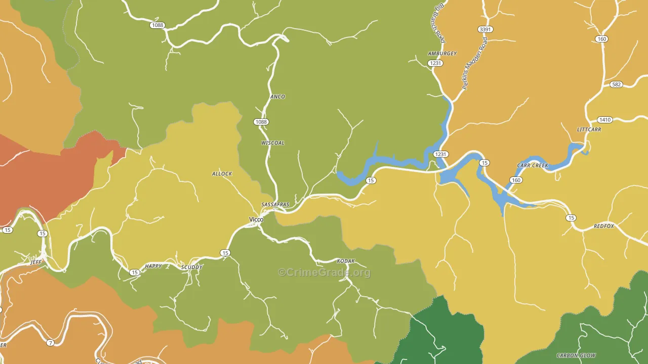 Vicco, KY Map of Drug-Related Crime Rates