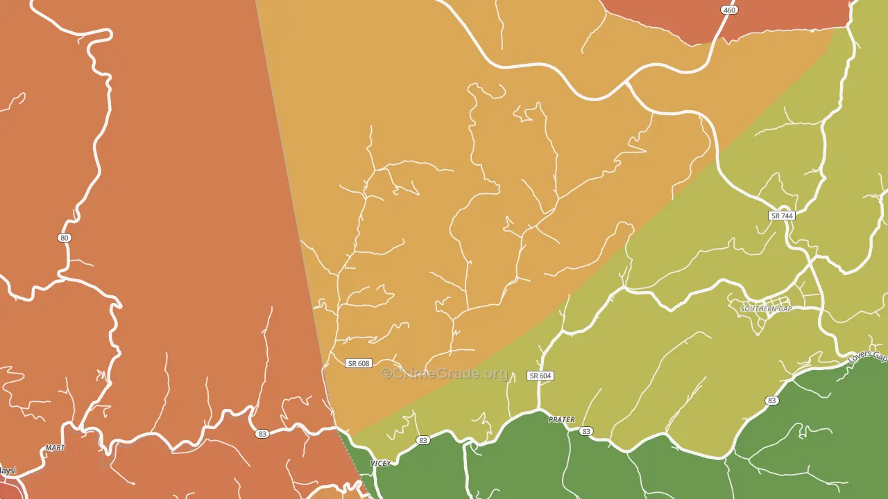Vicey, VA Map of Drug-Related Crime Rates