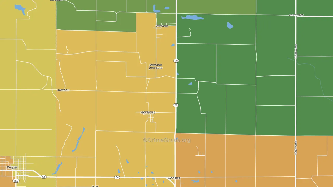 Vicksburg, IN Map of Drug-Related Crime Rates