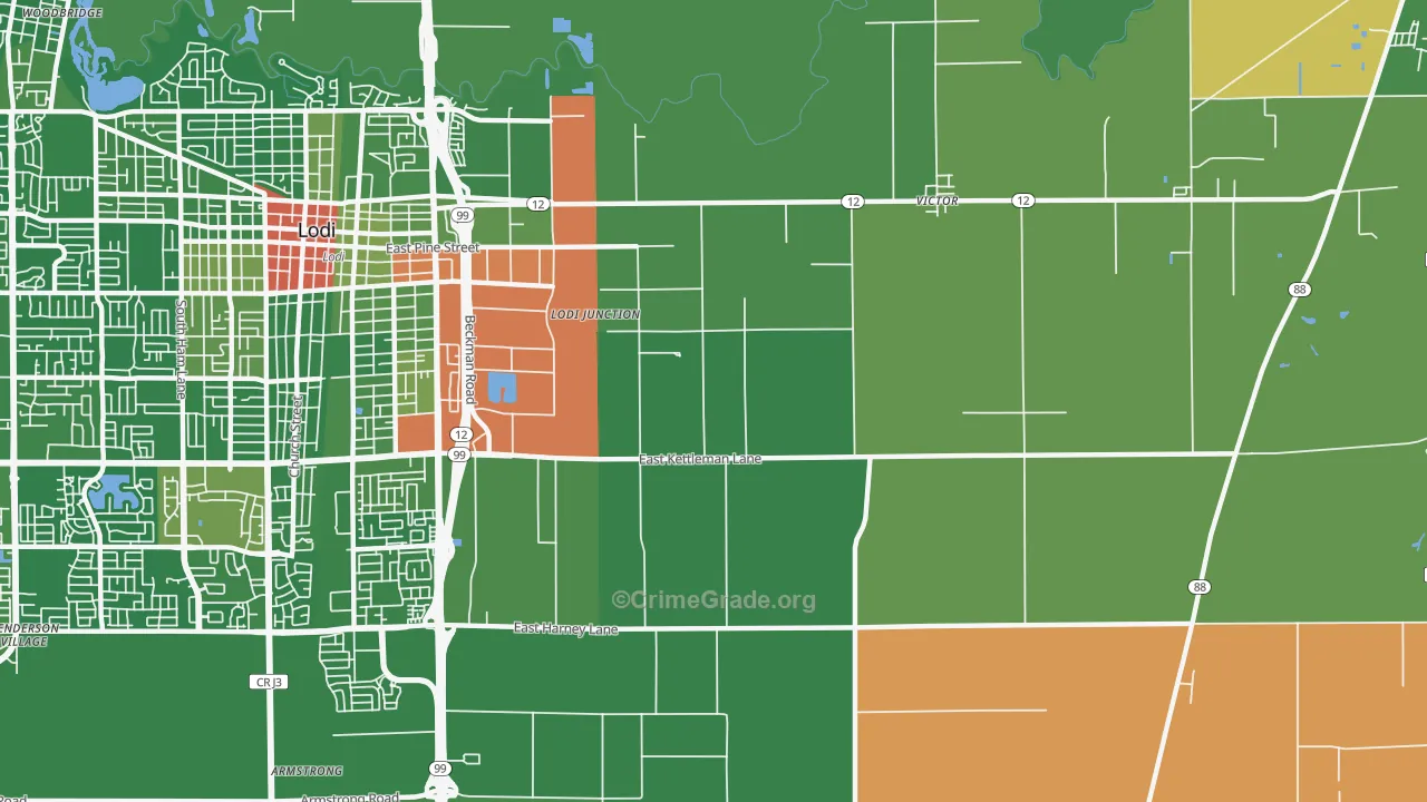 Victor, CA Map of Drug-Related Crime Rates