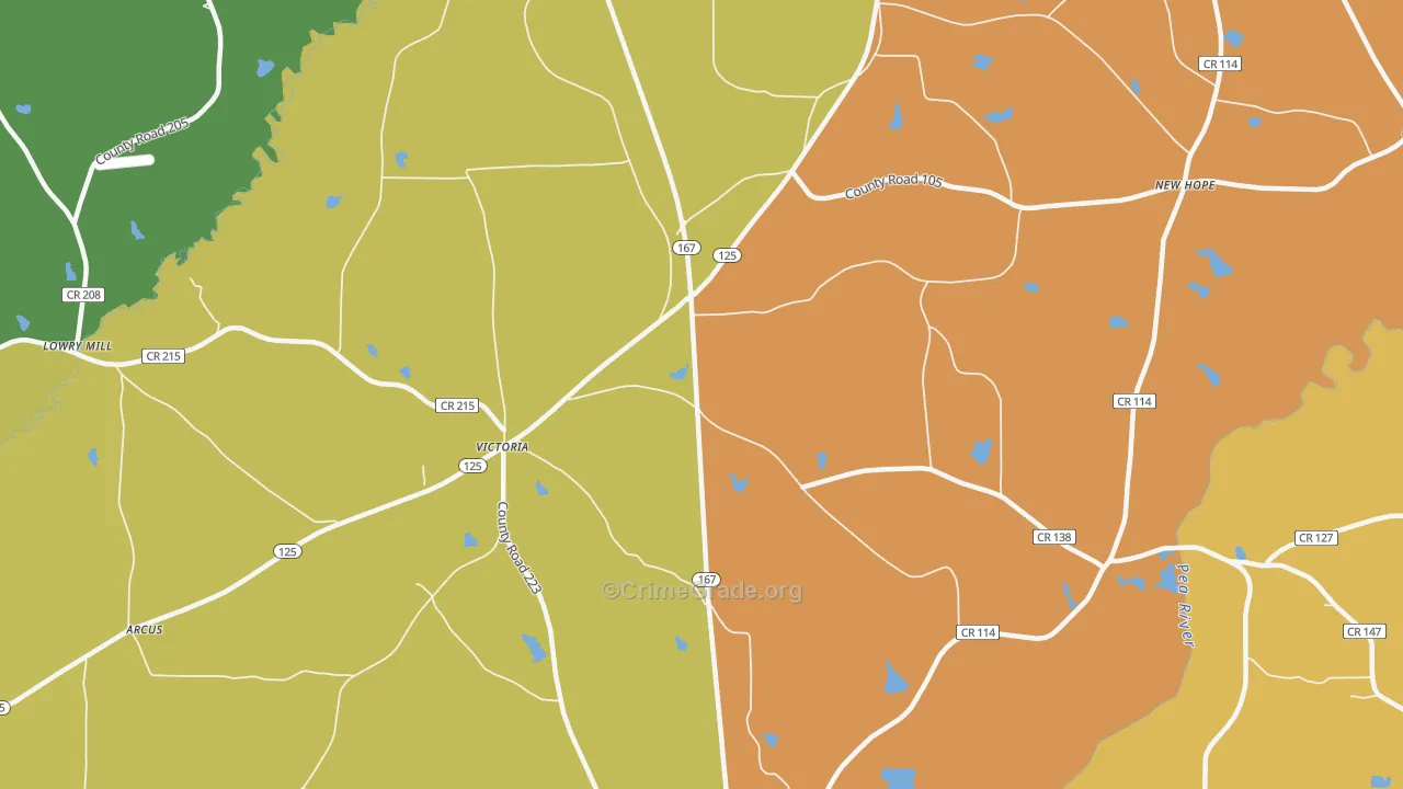 Victoria, AL Map of Drug-Related Crime Rates