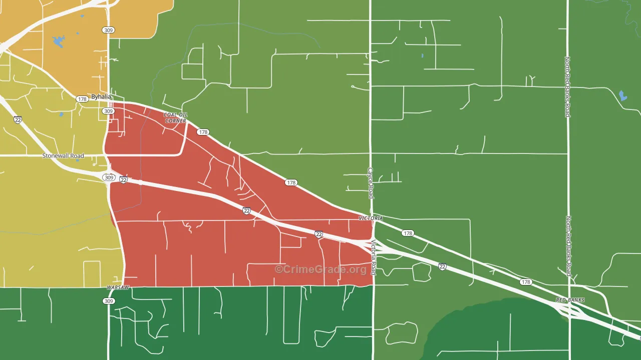 Victoria, MS Map of Drug-Related Crime Rates