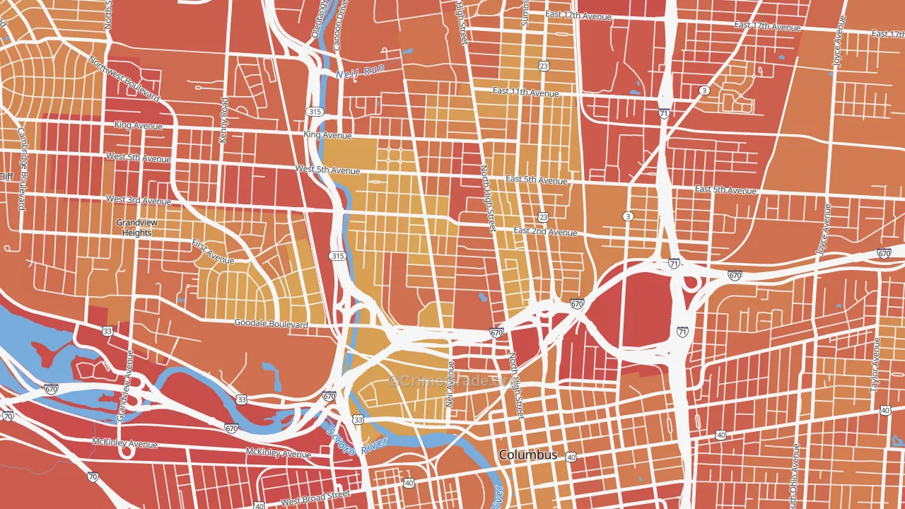 Victorian Village, Columbus, OH Map of Drug-Related Crime Rates