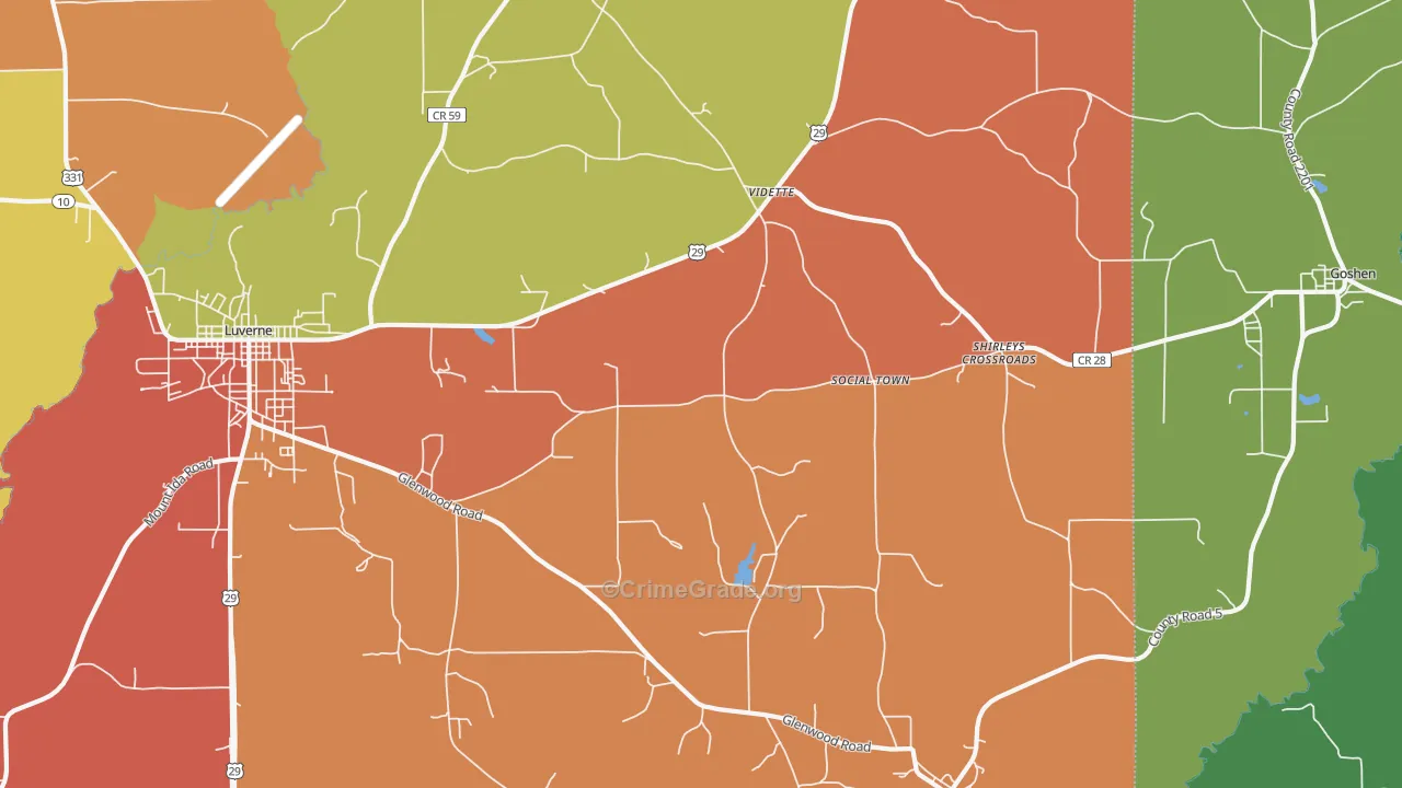 Vidette, AL Map of Drug-Related Crime Rates