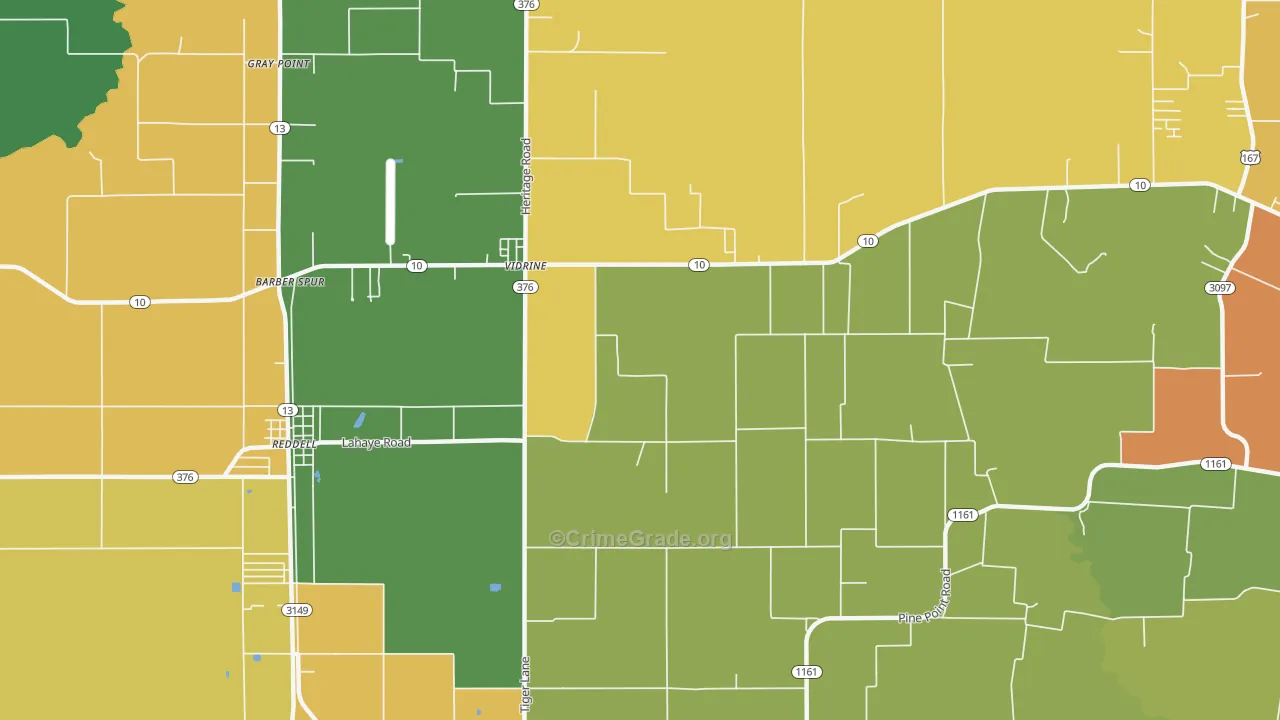 Vidrine, LA Map of Drug-Related Crime Rates