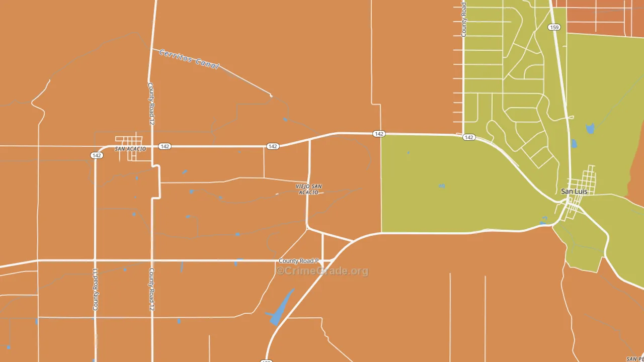 Viejo San Acacio, CO Map of Drug-Related Crime Rates