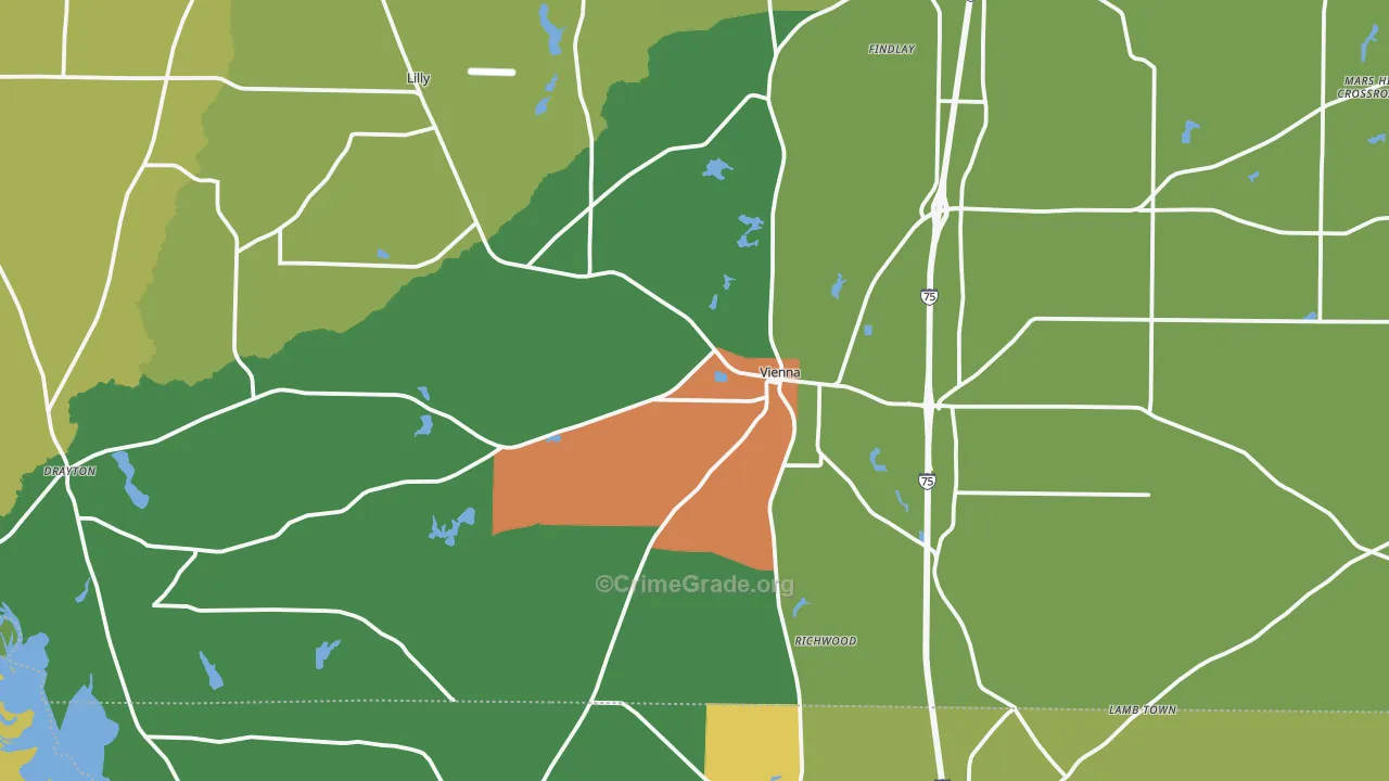 Vienna, GA Map of Drug-Related Crime Rates