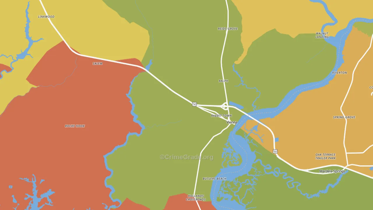 Vienna, MD Map of Drug-Related Crime Rates
