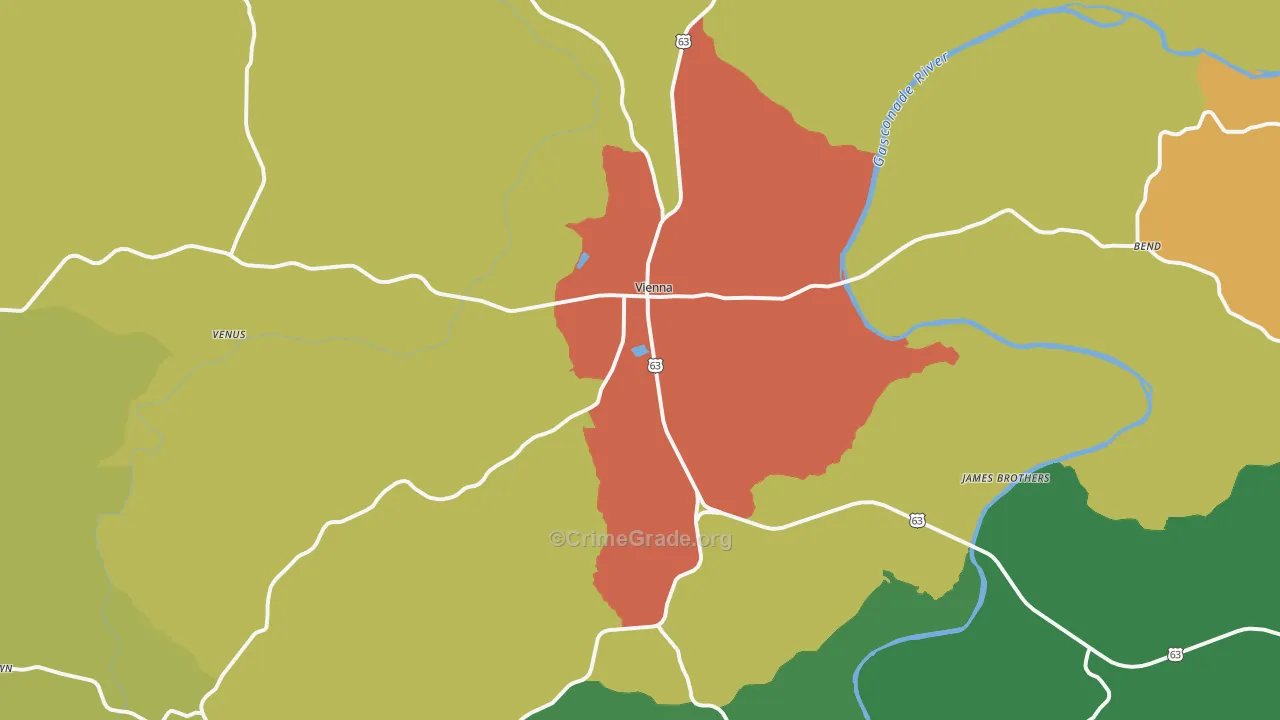 Vienna, MO Map of Drug-Related Crime Rates