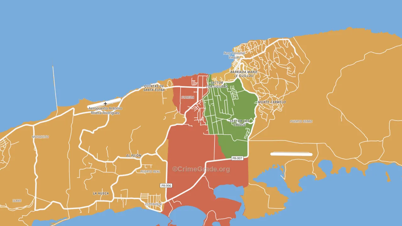 Vieques, PR Map of Drug-Related Crime Rates