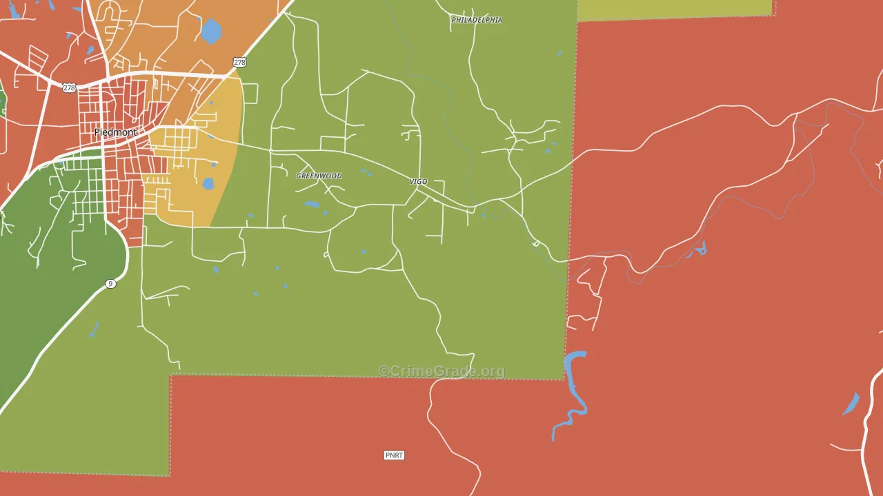 Vigo, AL Map of Drug-Related Crime Rates