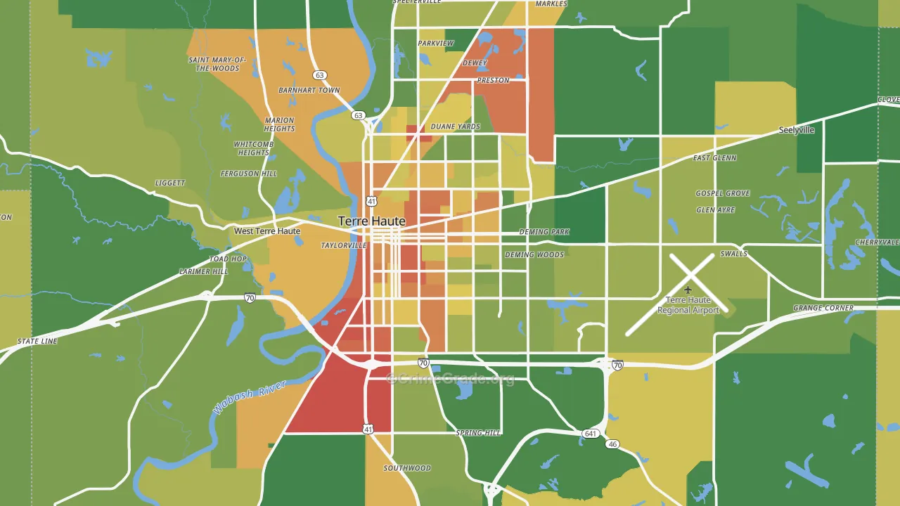 Vigo County, IN Map of Drug-Related Crime Rates