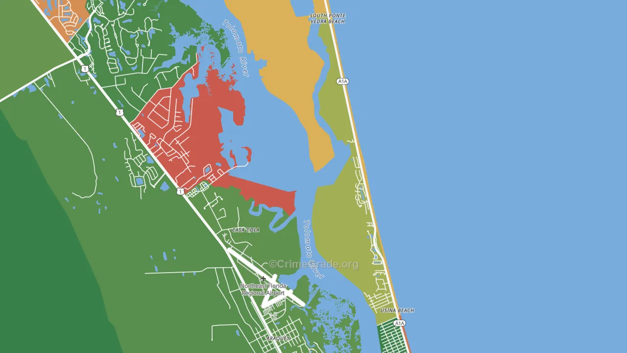 Vilano Beach, FL Map of Drug-Related Crime Rates