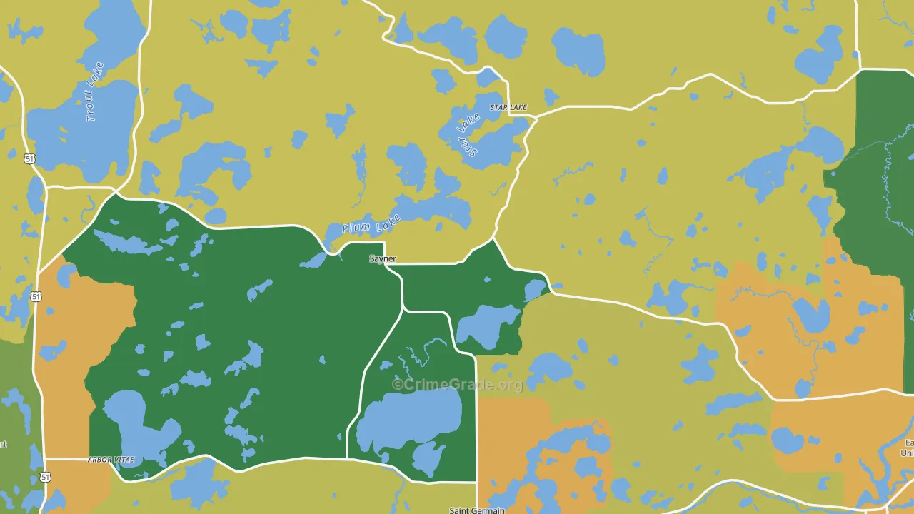 Vilas County, WI Map of Drug-Related Crime Rates