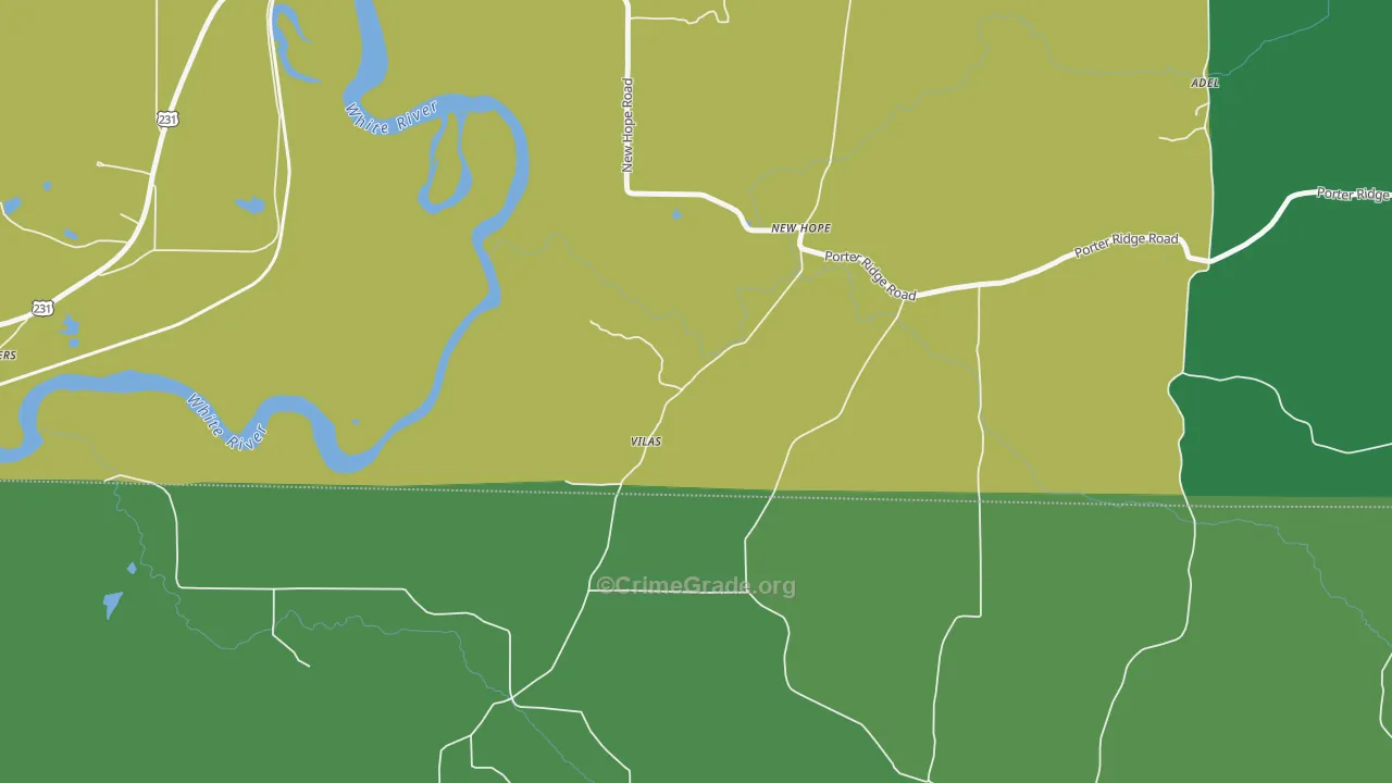 Vilas, IN Map of Drug-Related Crime Rates