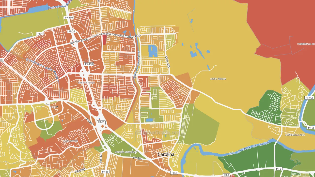 Villa Carolina, Carolina, PR Map of Drug-Related Crime Rates