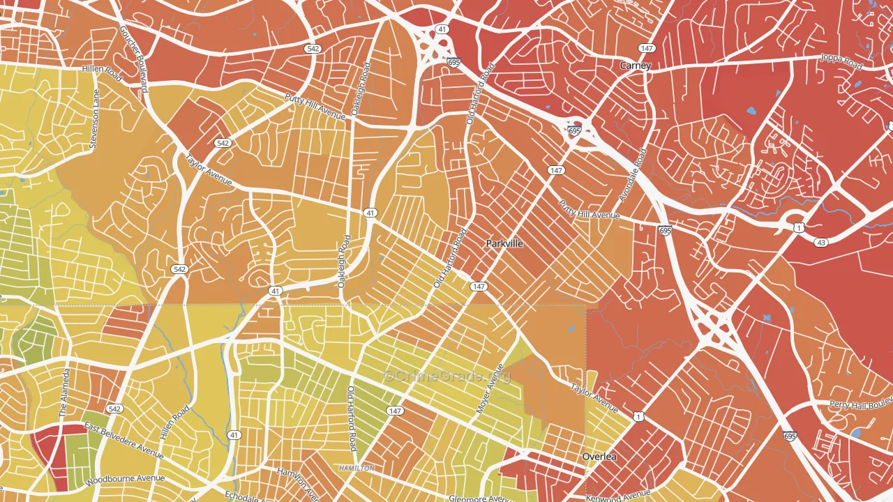 Villa Cresta, Parkville, MD Map of Drug-Related Crime Rates