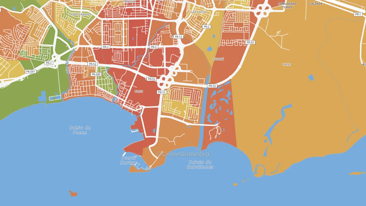 Villa del Carmen, Ponce, PR Map of Drug-Related Crime Rates