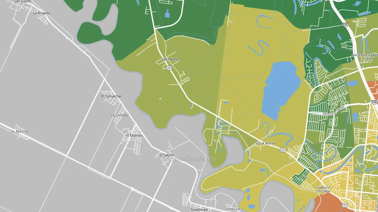 Villa Nueva, TX Map of Drug-Related Crime Rates