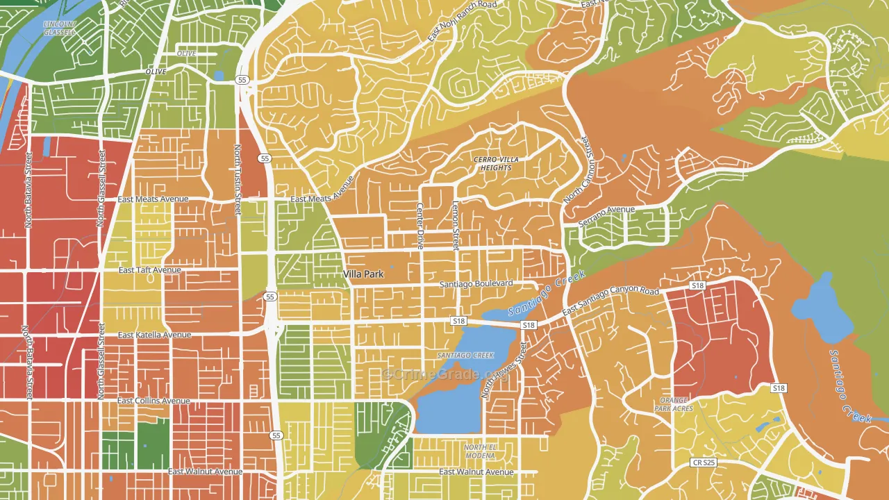 Villa Park, CA Map of Drug-Related Crime Rates