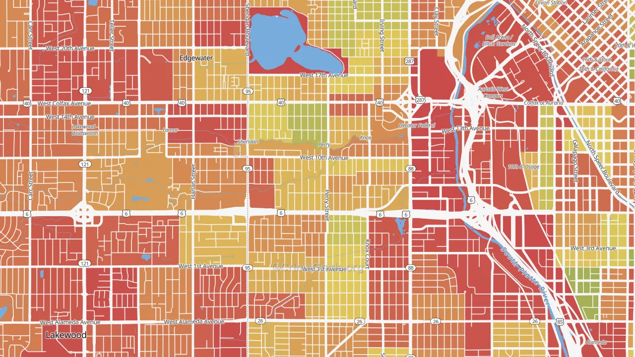 Villa Park, Denver, CO Map of Drug-Related Crime Rates