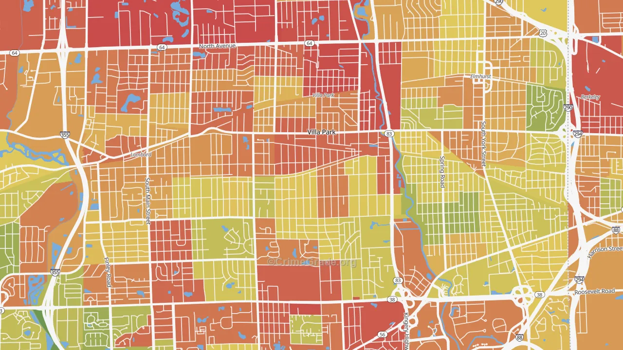 Villa Park, IL Map of Drug-Related Crime Rates