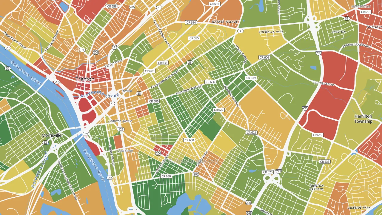 Villa Park, Trenton, NJ Map of Drug-Related Crime Rates