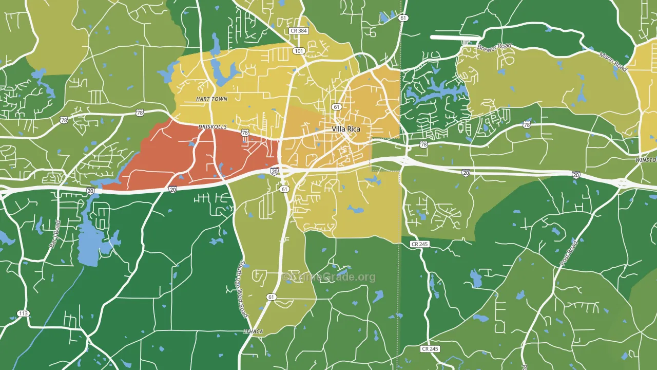 Villa Rica, GA Map of Drug-Related Crime Rates